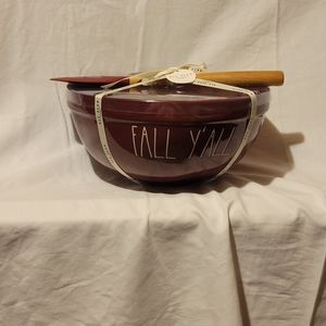 Rae Dunn Burgandy FALL Y'ALL Mixing bowl